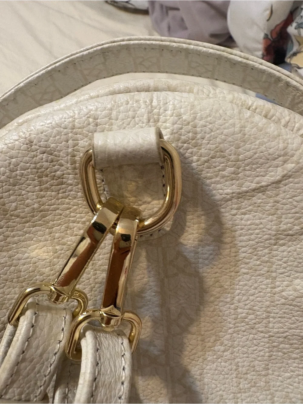 Lazard Grain Learher Cream Mini dual-purpose Backpack
